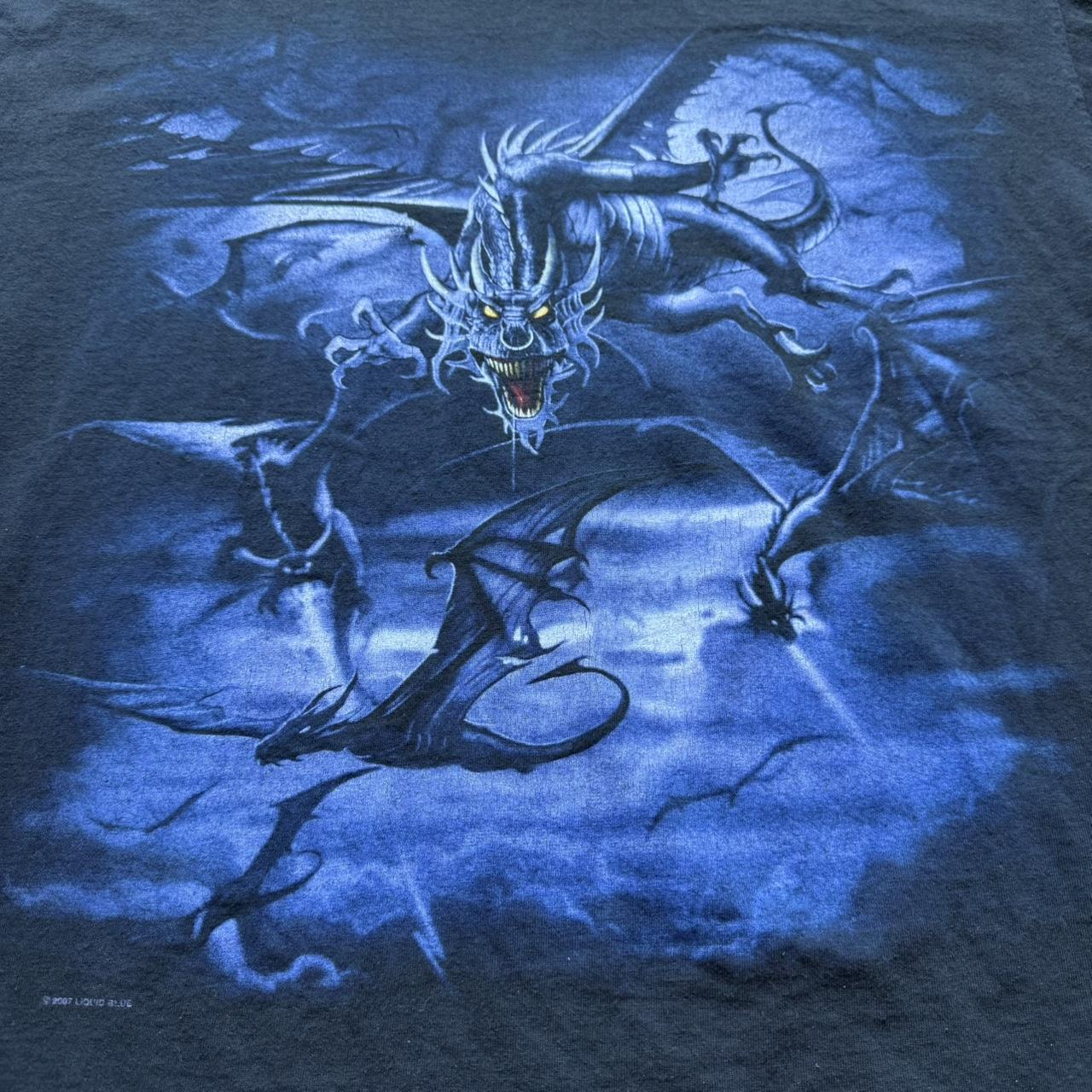 Blue Vintage Y2K “Dragons” Graphic T-shirt