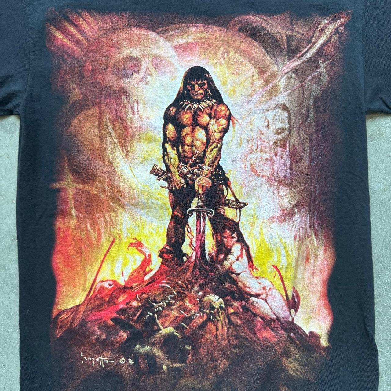 Conan The Barbarian by Frank Frazetta 1974 Y2K Vintage T-Shirt